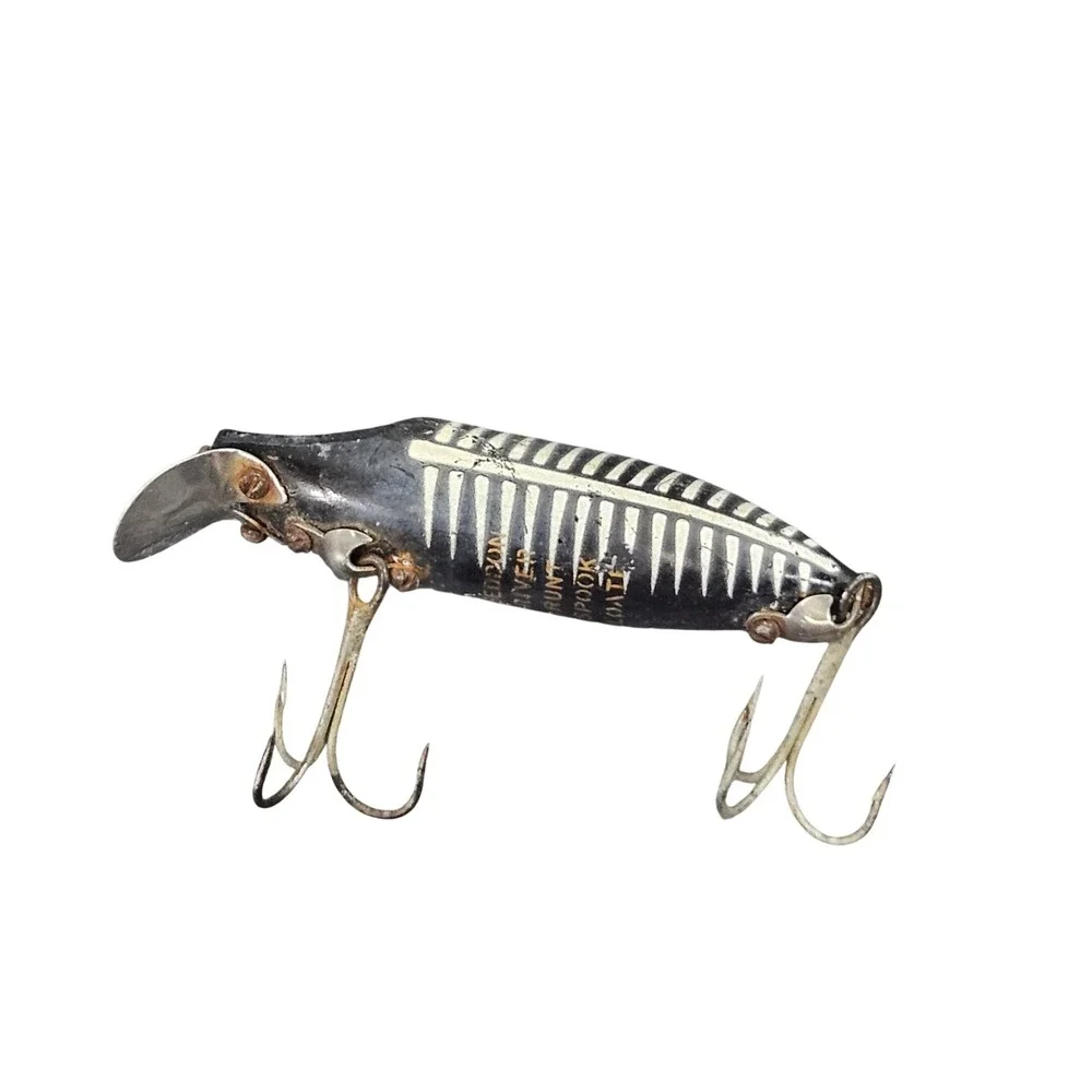 Vintage Fishing Lure Heddon River‎ Runt Spook Floater Black Shore Minnow Tackle